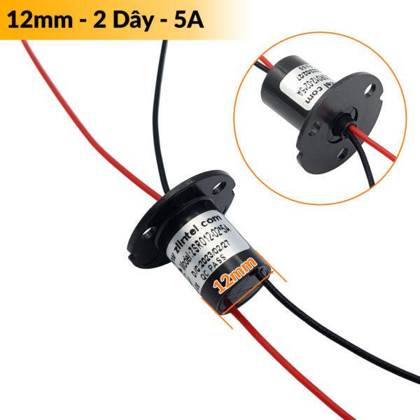 Cổ góp vòng quay dẫn điện 360 độ 2 dây 12.5mm - 5A Cổ góp vòng quay điện 360 độ ZSR012-02'5A